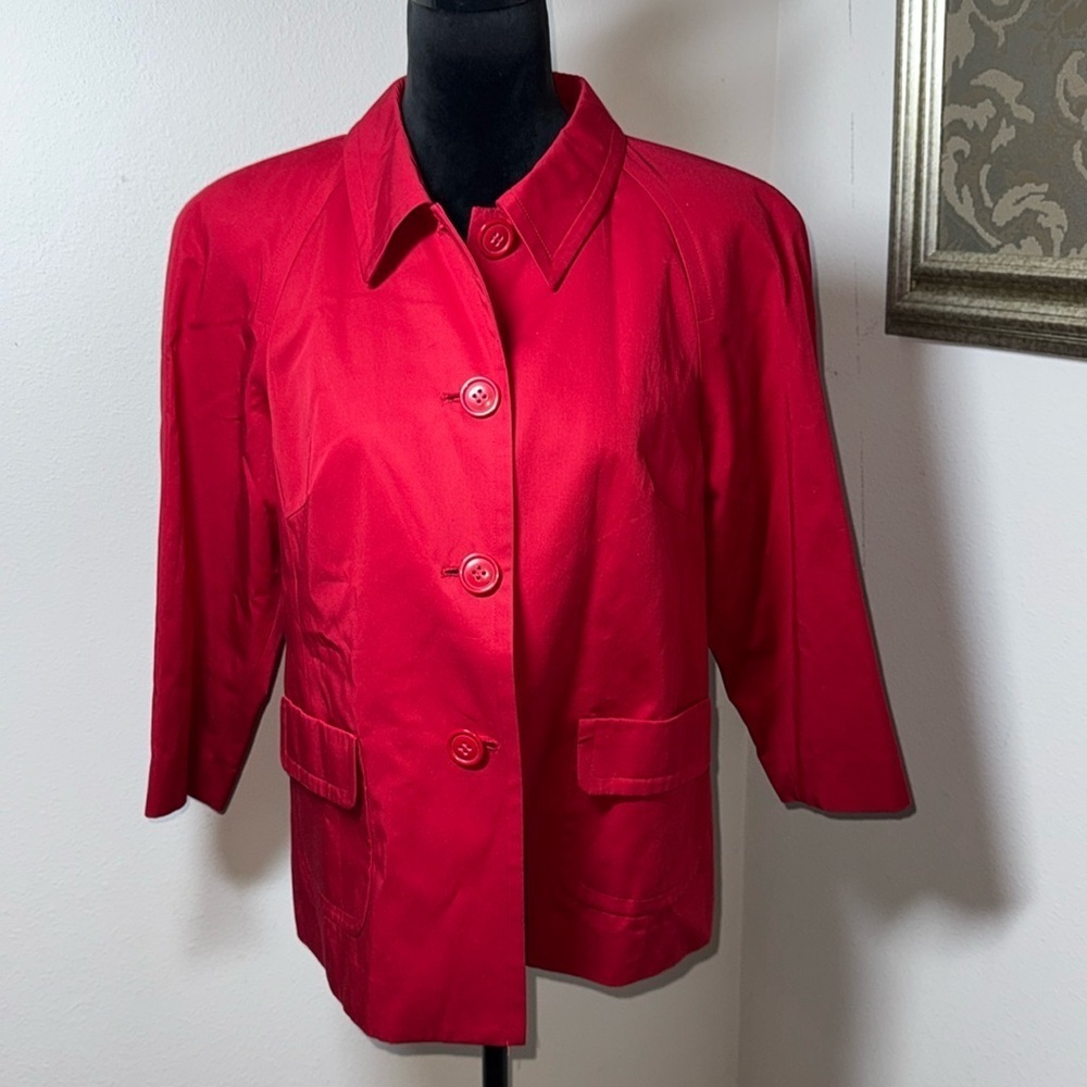Talbots red swing Jacket blazer button front 100% cotton sz 10 new, no tags